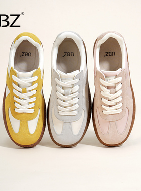 UBZ 厚底黄色德训鞋女2026新款春季薄款复古休闲透气运动赛车板鞋