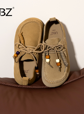 UBZ 防水软底串珠袋鼠勃肯鞋女复古春季新款孕妇豆豆通勤乐福鞋