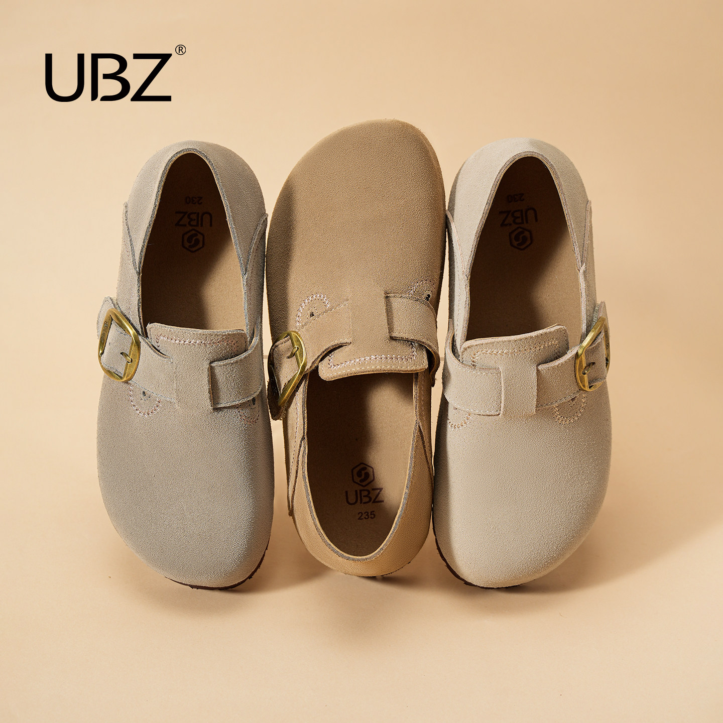 UBZ 防水厚底两穿勃肯鞋女春季2026年新款软底全包一脚蹬博肯单鞋