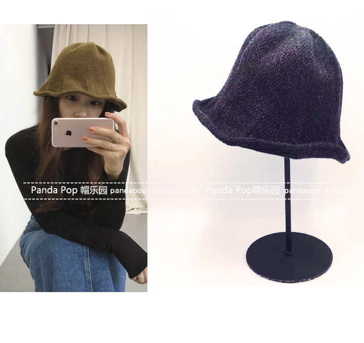 针织渔夫帽韩国代购男女秋冬