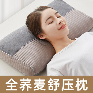 带枕套 全棉荞麦壳枕头枕芯护颈椎助睡眠专用侧睡硬整头家用一对装