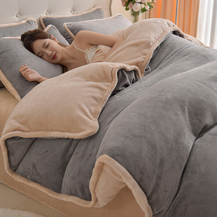 加厚牛奶绒被套单件2024新款双面毛绒被单法兰珊瑚绒单人加绒被罩