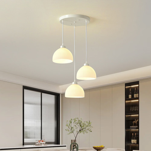 餐厅饭厅灯玻璃现代简约奶油风