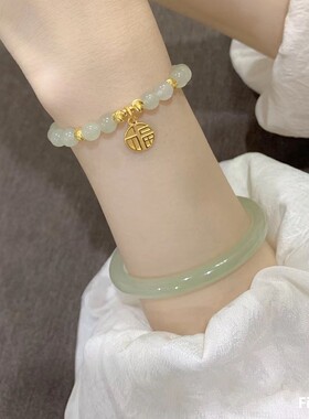 和田玉晴水青白玉叮当镯