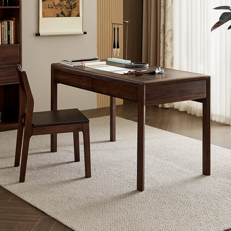 全友家居实木新中式书桌电脑桌