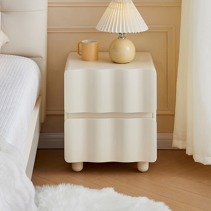 政府补贴全友家居奶油风床头柜卧室家用实木脚床边抽屉柜