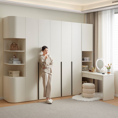 现代简约衣柜带抽屉全友收纳储物