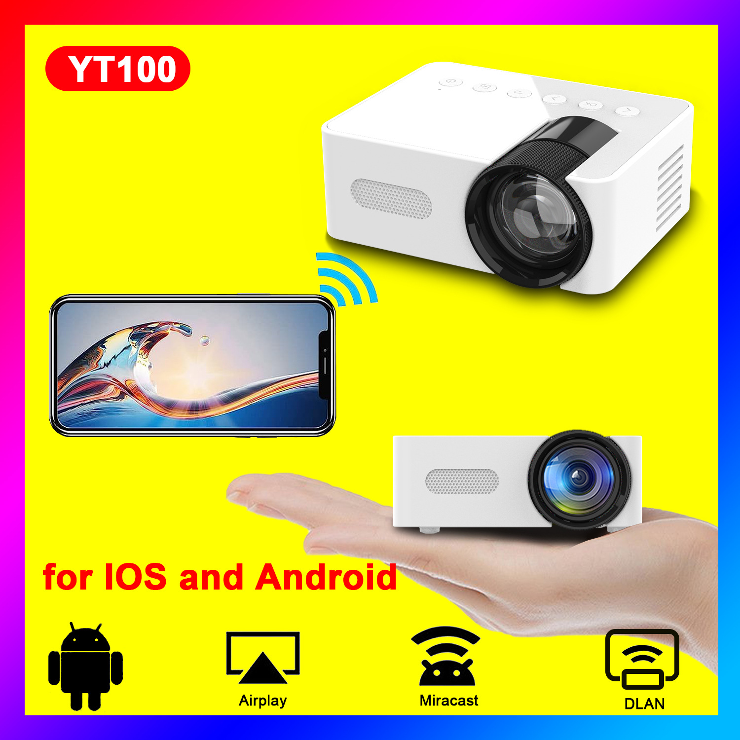 Mini Projector Wireless Screen Mirror Portable迷你投影仪便携