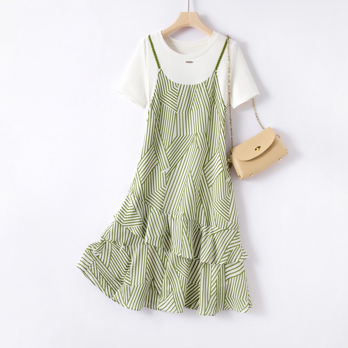 IHIMI/海谧2025年夏新款气质裙子假两件宽松中长款显瘦女装连衣裙