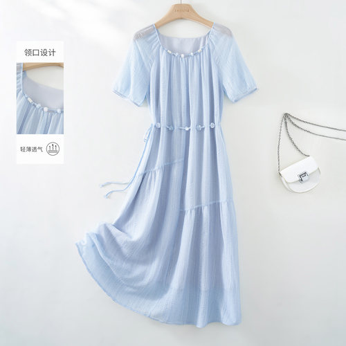 海谧收腰显瘦休闲气质连衣裙女