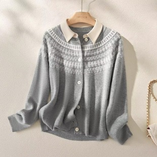 新款 女装 毛衫 亦白 上衣 百搭长袖 2025年秋季 翻领韩版 YBAI 休闲时尚