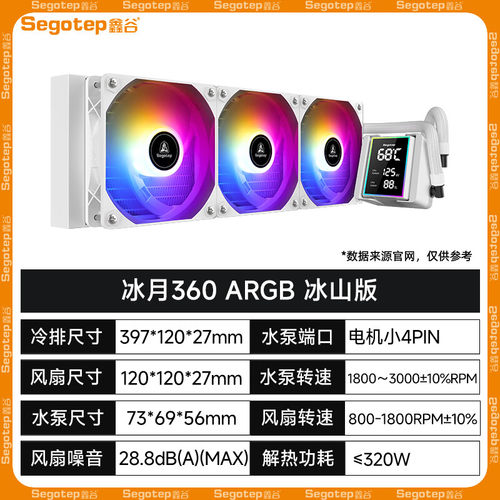 鑫谷散热器冰月360智能数显屏