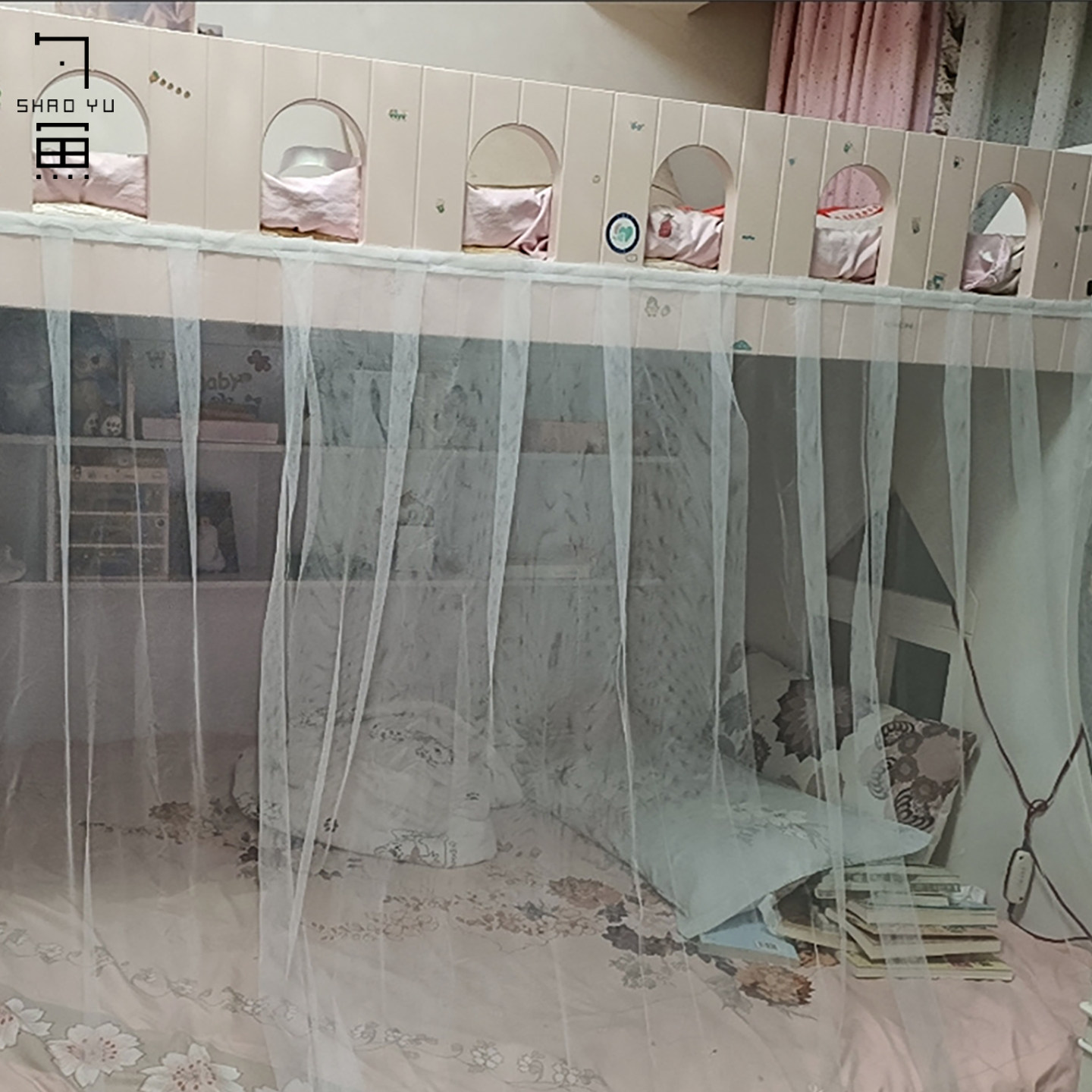 下铺魔术贴蚊帐免支架上铺自粘图片