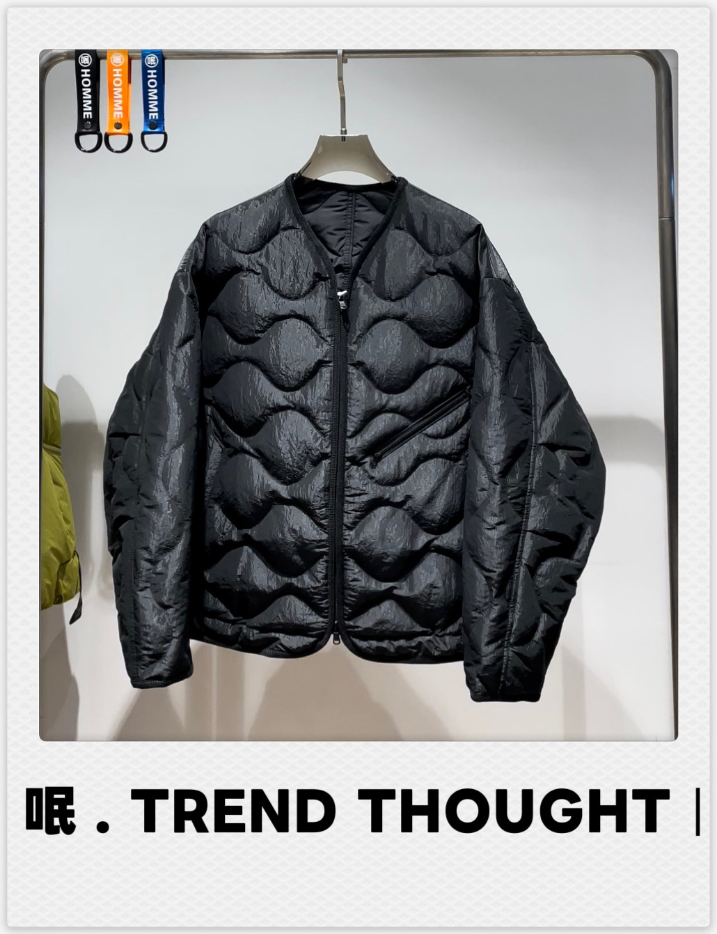 呡 . TREND THOUGHT丨白鹅绒90%无领包边葫芦格鹅绒服