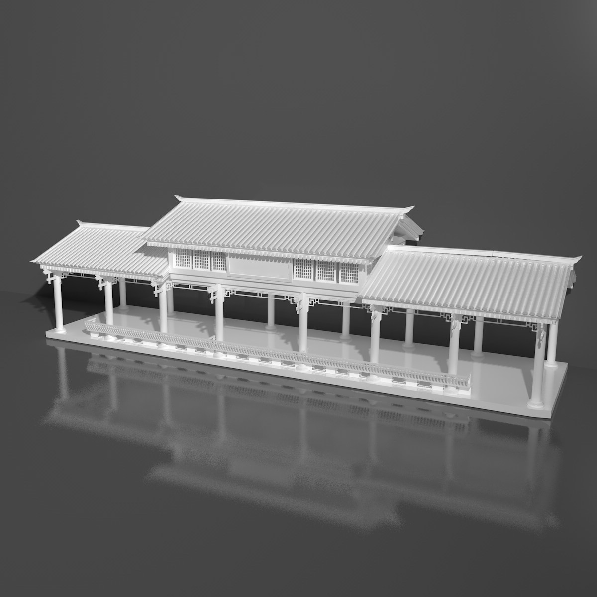 桥廊建模桥模型走廊建筑桥廊三维模型496