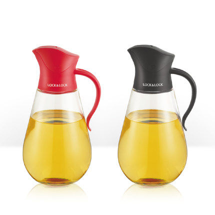 乐扣乐扣油壶 自动开合玻璃油壶油瓶调料壶550ml CKO101RED/BLK