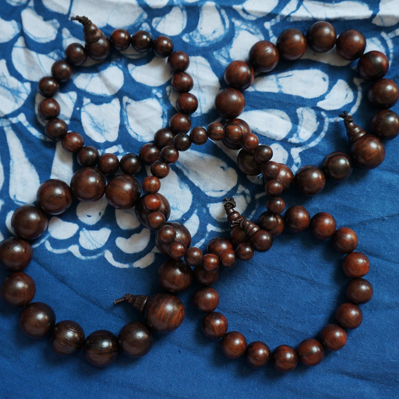 禅之初 檀木佛珠大红酸枝手珠 红檀 手链 念珠 女 儿童 原木制品