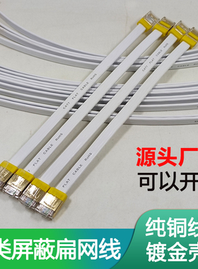 七7类网线扁平七类 扁平网线屏蔽纯铜高速万兆白色电脑宽带5 10米