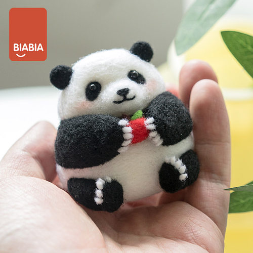 羊毛毡戳戳乐手工熊猫花花材料包