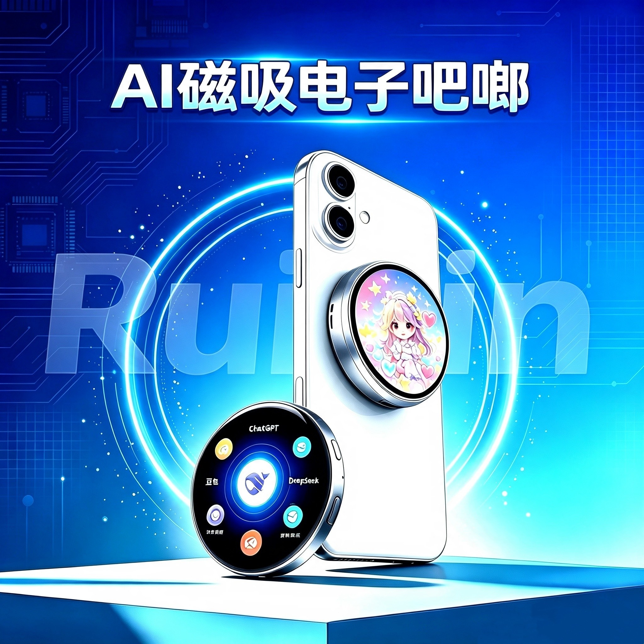 AI大内存手机磁吸吧唧电子吧唧动漫触屏版吧唧动漫二次元同屏拍照
