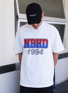 潮牌NBHD重磅280克圆领小领口夏季新款印花休闲潮流宽松短袖T恤男