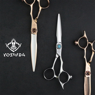 姬田绿松石6寸综合平剪无痕牙剪发廊专用美发剪刀火蓝马坎理发剪