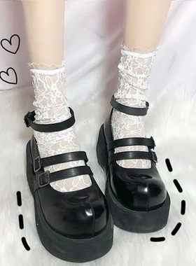 夏网纱日系袜子女薄款中筒袜子玛丽珍短袜可爱蕾丝花边白色JK