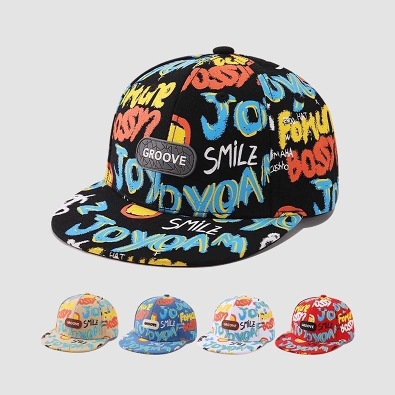 儿童棒球帽男童时尚平沿鸭舌帽小孩春夏嘻哈帽宝宝遮阳帽太阳帽子