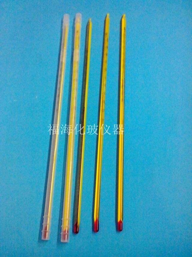 玻璃棒式温度计/黄背红水温度计0-100度 刻度清晰 长度300mm