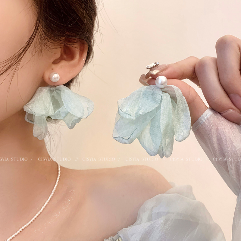 薄荷曼波~夏日清凉珍珠耳环