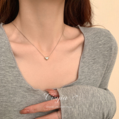 s925纯银爱心项链女轻奢小众高级设计感锁骨链颈链2025新款 毛衣链