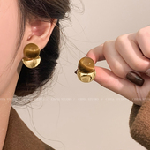 秋冬美拉德虎眼石耳钉女复古气质轻奢高级感圆片耳环2025新款 耳饰