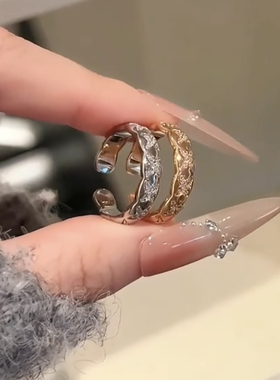 清冷感细闪素圈开口戒指精致百搭