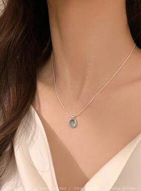 海蓝夏日~精致高级感海蓝宝项链