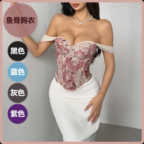 法式复古提花鱼骨背心女小众收腰外穿内搭显瘦上衣