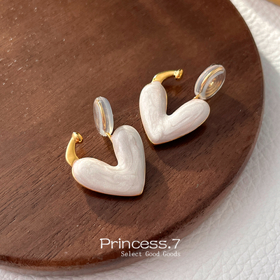 爱心滴釉耳夹无耳洞女