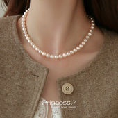 施家珍珠项链2025新款 手工百搭首饰 女款 爆款 纯银轻奢小众颈链正品