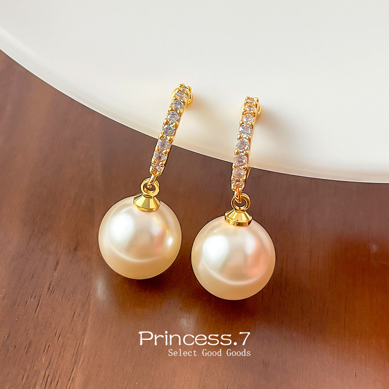 施家珍珠耳夹无耳洞女长款