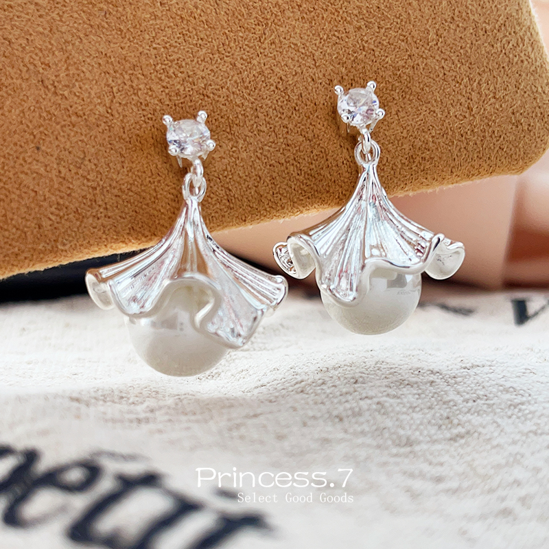 超仙甜美精致小众扇形银杏叶耳环