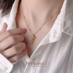 古法权杖蛇形吊坠项链女轻奢小众设计中骨毛衣链流苏锁骨链本命年