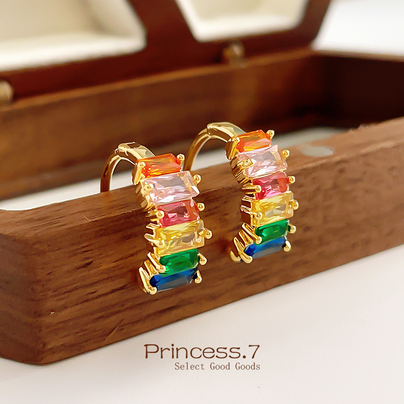 彩色锆石水晶耳夹无耳洞女小众