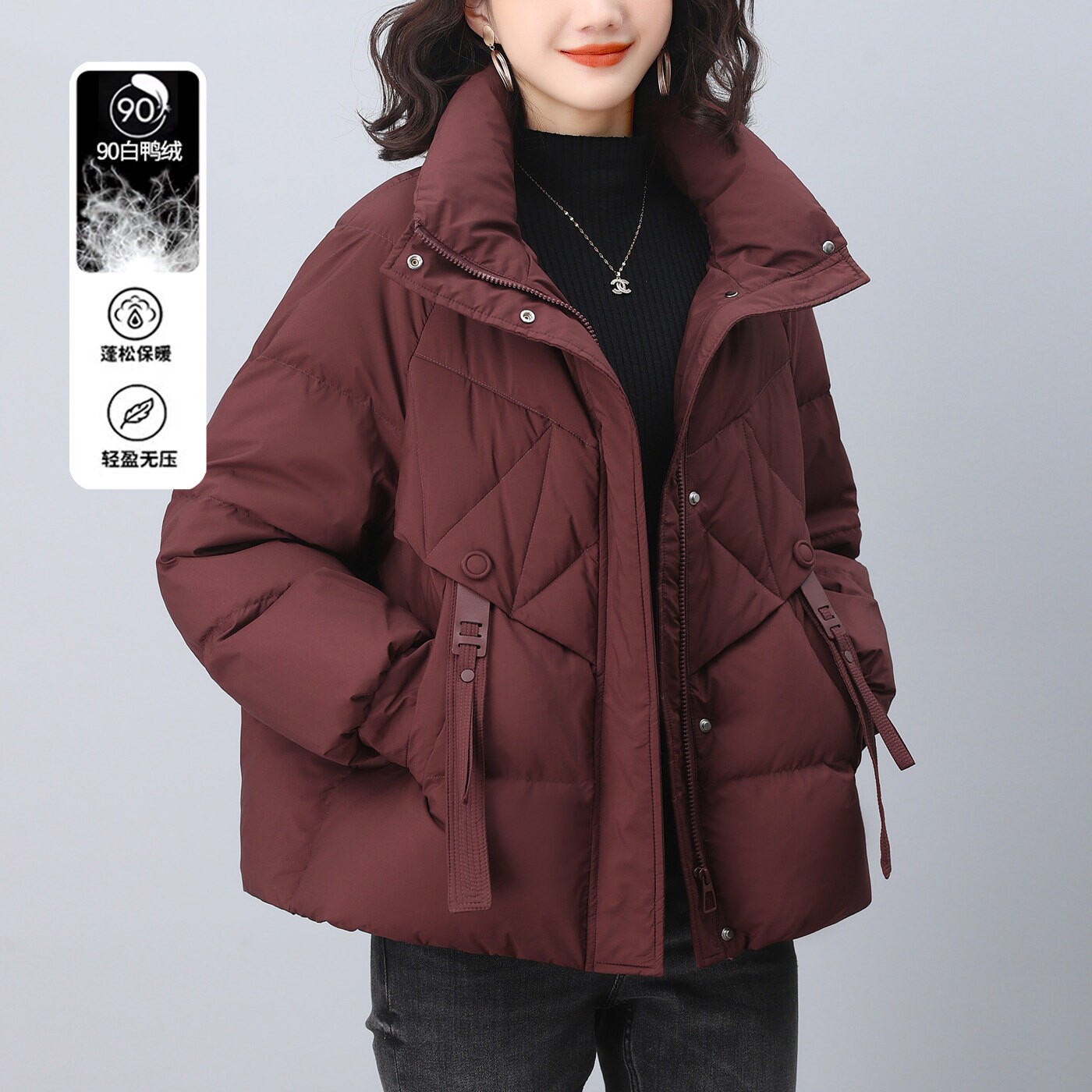 女式羽绒服2026新款小个子妈妈冬天高端短款洋气加厚爆款带帽外套