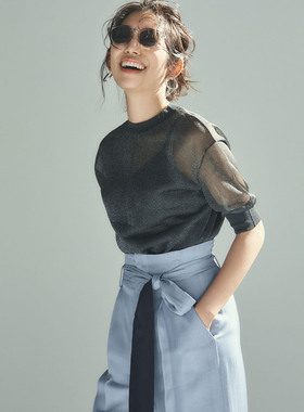 日代国内现货 FRAY I.D 6月 圆领闪亮透明针织衫· FWNT202039