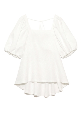 日代国内现货日本CELFORD 6月上 方领露背泡泡袖上衣 CWFT202072