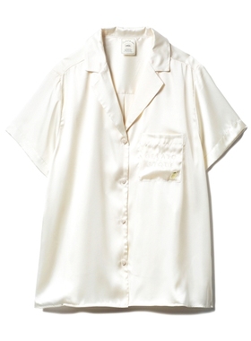 日代国内现货gelato pique女上衣纯色柔软绸缎刺绣衬衫PWFT204244