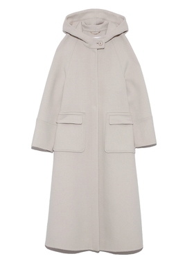 清现货19年SNIDEL甜美连帽口袋羊毛呢长款大衣外套SWFC194009