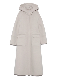 清现货19年SNIDEL甜美连帽口袋羊毛呢长款大衣外套SWFC194009