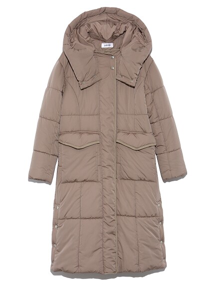 清货SNIDEL2019秋冬新品百搭纯色长款连帽面包棉服大衣SWFC195017