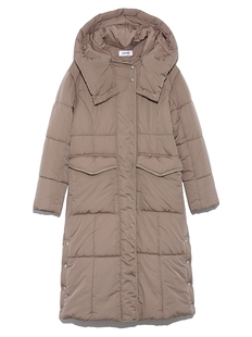 清货SNIDEL2019秋冬新品百搭纯色长款连帽面包棉服大衣SWFC195017