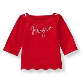 国内现货美国正品Jaine and jack 女童你好罂粟红色七分袖T恤